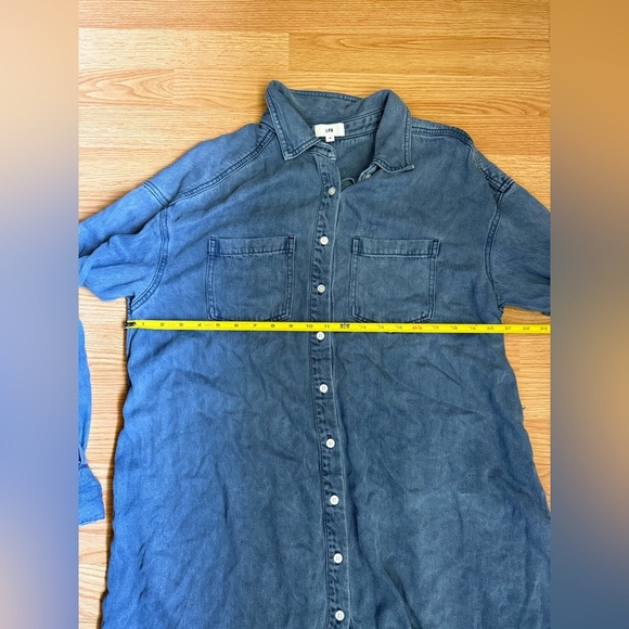 LPA Blue Denim Button-Up Shirt Dress with Belt Size Medium - Picture 5 of 7